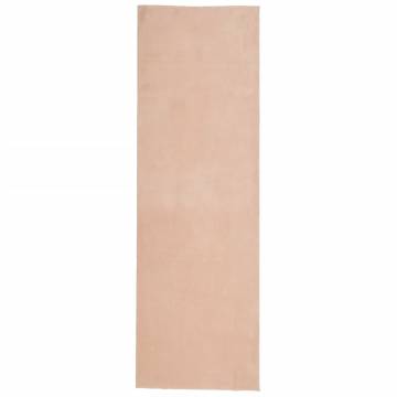 HUARTE Short Pile Soft Washable Rug - Blush 80x250 cm