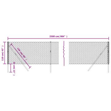 Durable Chain Link Fence Silver 1.1x25m for Security & Enclosures