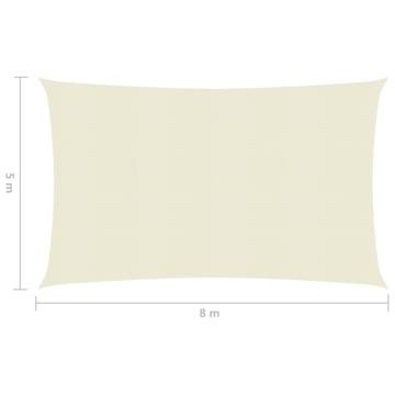 Sunshade Sail 5x8m Cream HDPE - UV Protection & Easy Assembly