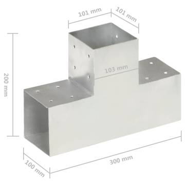 Post Connector T Shape Galvanised Metal 101x101 mm | HipoMarket