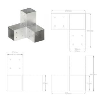 Post Connectors 4 pcs Y Shape Galvanised Metal - 81x81 mm