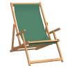 Folding Beach Chair Solid Wood Teak Green - Comfortable & Durable