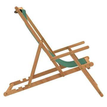 Folding Beach Chair Solid Wood Teak Green - Comfortable & Durable