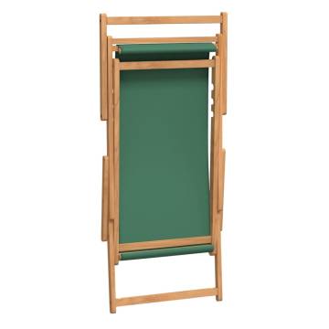 Folding Beach Chair Solid Wood Teak Green - Comfortable & Durable