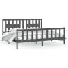 Stylish Grey Bed Frame with Headboard - Solid Pine Wood 200x200 cm