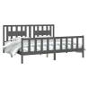 Stylish Grey Bed Frame with Headboard - Solid Pine Wood 200x200 cm