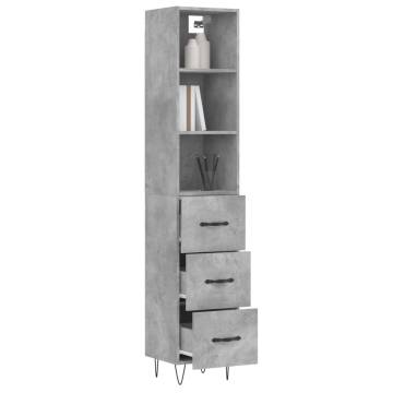 Stylish Highboard Concrete Grey - 34.5x34x180 cm | HipoMarket