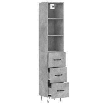 Stylish Highboard Concrete Grey - 34.5x34x180 cm | HipoMarket