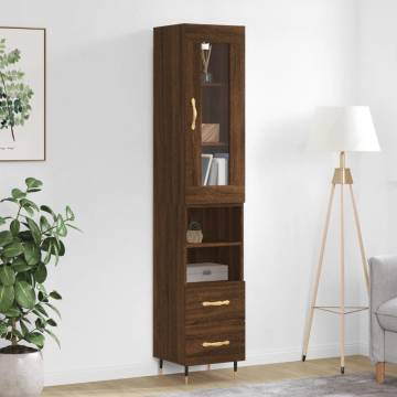 Elegant Brown Oak Highboard | 34.5x34x180 cm - Hipomarket