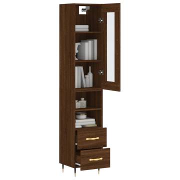 Elegant Brown Oak Highboard | 34.5x34x180 cm - Hipomarket