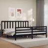 Bed Frame with Headboard Black 200x200 cm Solid Wood Colour black Size 200 x 200 cm 