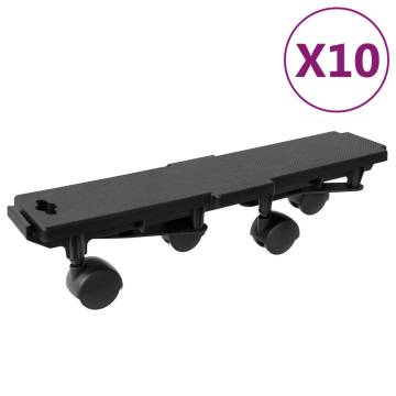 Moving Dollies with 4 Wheels - 10 pcs Black Polypropylene