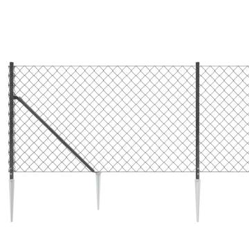 Chain Link Fence with Spike Anchors - Anthracite 0.8x10m