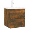 Stylish Sink Cabinet with Built-in Basin - Smoked Oak