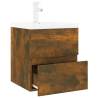 Stylish Sink Cabinet with Built-in Basin - Smoked Oak