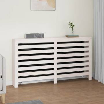 Radiator Cover White - Solid Pine Wood | 153x19x84 cm