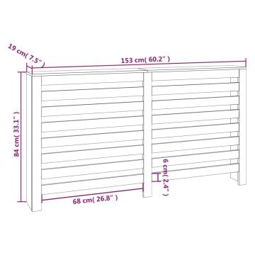 Radiator Cover White - Solid Pine Wood | 153x19x84 cm