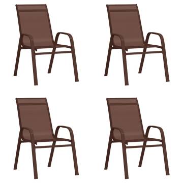 Stackable Garden Chairs 4 pcs - Brown Textilene Fabric