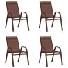 Stackable Garden Chairs 4 pcs - Brown Textilene Fabric