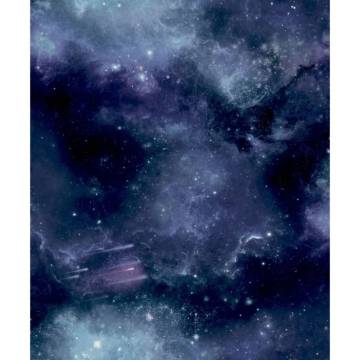 Noordwand Galaxy Wallpaper - Good Vibes in Black & Purple