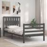 Bed Frame with Headboard Grey 90x200 cm Solid Wood Colour grey Size 90 x 200 cm 