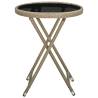 Stylish Beige Tea Table - 60 cm Poly Rattan & Glass