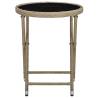 Stylish Beige Tea Table - 60 cm Poly Rattan & Glass