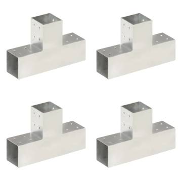 Post Connectors 4 pcs T Shape Galvanised Metal - 81x81 mm