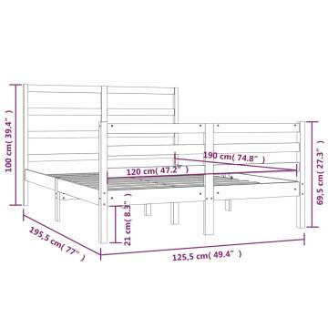 Honey Brown Solid Wood Pine Bed Frame 120x190 cm - HipoMarket