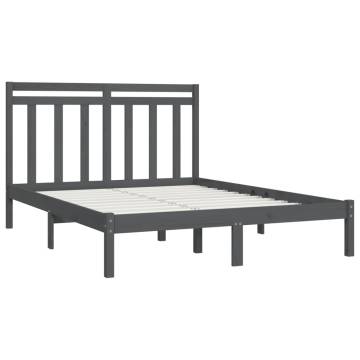 Grey Solid Wood Bed Frame 140x190 cm | Hipomarket UK