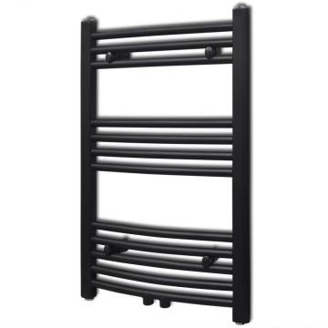 Bathroom Heated Towel Rail Radiator Curve 500x764 mm Black