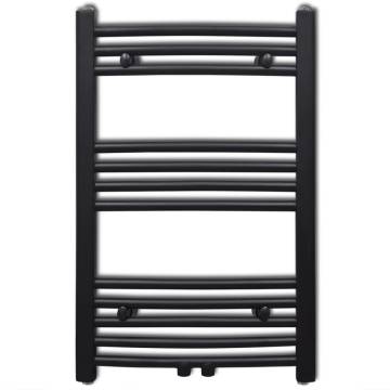 Bathroom Heated Towel Rail Radiator Curve 500x764 mm Black