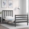 Bed Frame with Headboard Grey 90x200 cm Solid Wood Colour grey Size 90 x 200 cm 