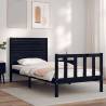 Bed Frame with Headboard Black Small Single Solid Wood Colour black Size 75 x 190 cm 