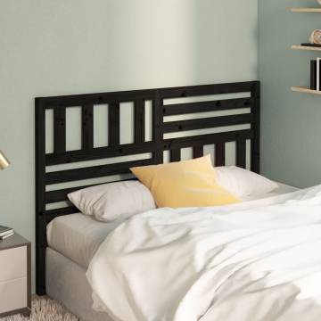 Stylish Black Pine Bed Headboard - 126x4x100 cm