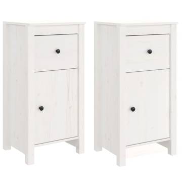 Stylish White Sideboards Set - Solid Pine - 2 pcs 40x35x80 cm