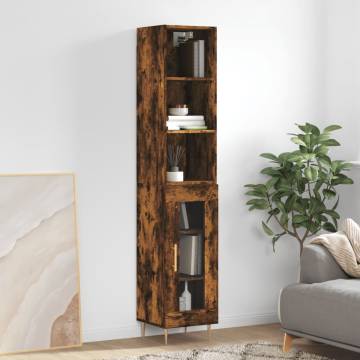 Elegant Highboard Smoked Oak in Engineered Wood | HipoMarket