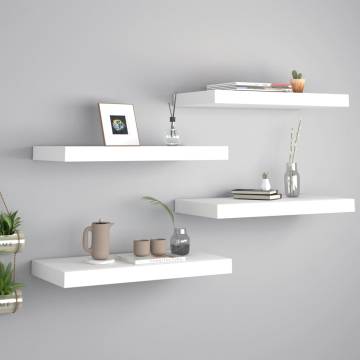 Stylish Floating Wall Shelves - Set of 4 in White | HipoMarket