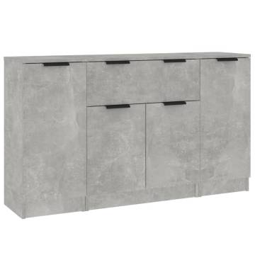 Minimalist Sideboards - 3 pcs Concrete Grey Engineered Wood