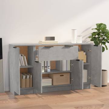 Minimalist Sideboards - 3 pcs Concrete Grey Engineered Wood