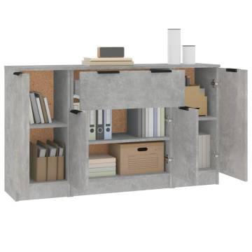 Minimalist Sideboards - 3 pcs Concrete Grey Engineered Wood