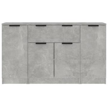 Minimalist Sideboards - 3 pcs Concrete Grey Engineered Wood