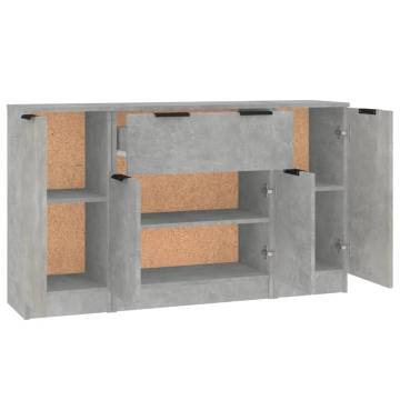 Minimalist Sideboards - 3 pcs Concrete Grey Engineered Wood