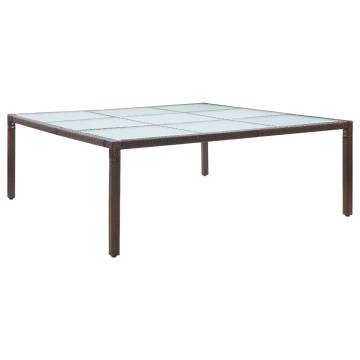 Garden Dining Table Brown - 200x200 cm Poly Rattan | Hipo Market