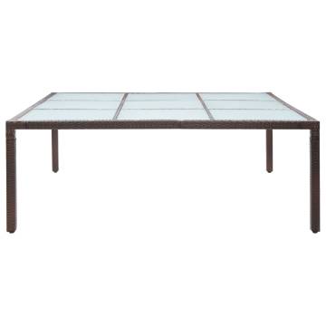 Garden Dining Table Brown - 200x200 cm Poly Rattan | Hipo Market