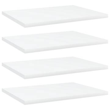 Bookshelf Boards - 4 Pcs White Engineered Wood - 40x30 cm