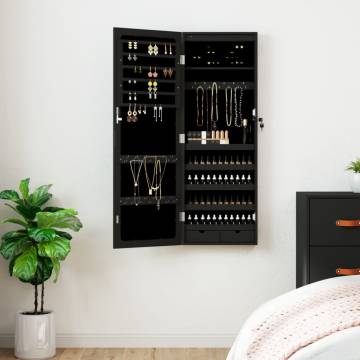 Stylish Black Mirror Jewellery Cabinet with LED Lights