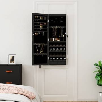 Stylish Black Mirror Jewellery Cabinet with LED Lights