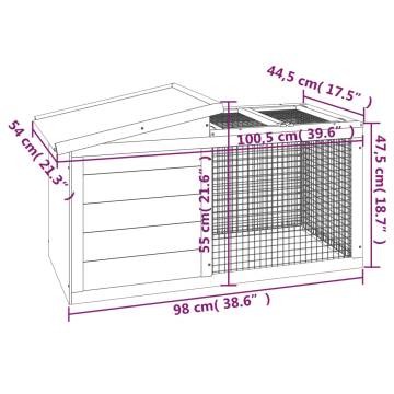 Rabbit Hutch Brown - Solid Wood Pine - 100.5x54x55 cm