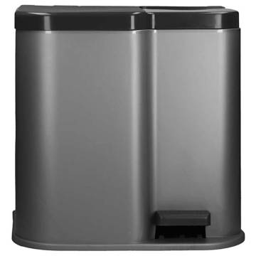 Curver Duo Pedal Bin Deco 15L with 6L Inner Buckets - Light Grey